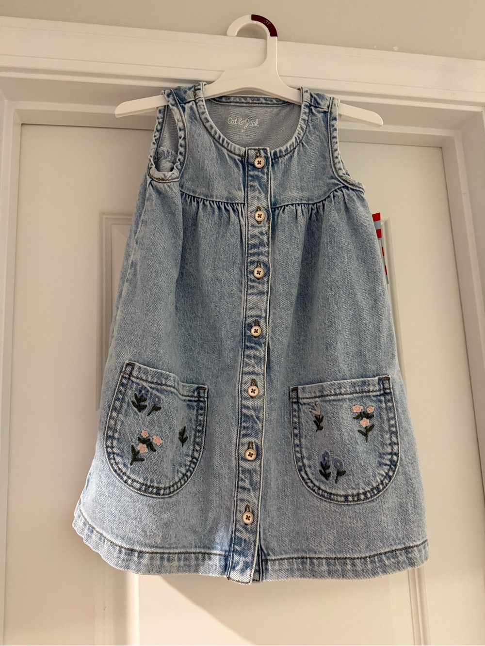 Denim Button-Front Floral Dress